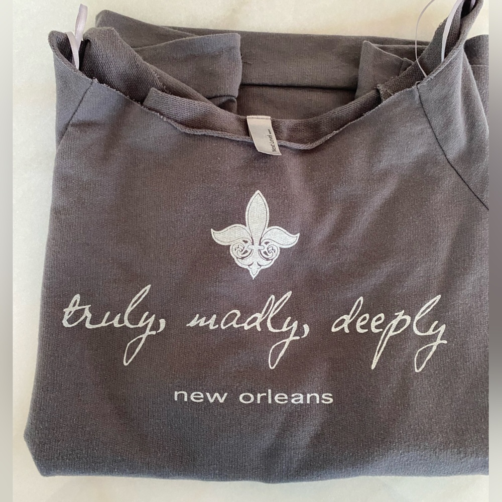 Next Level Apparel New Orleans off the shoulder sweatshirt.